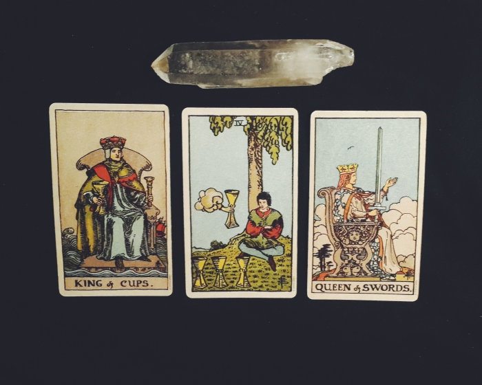 Centennial Waite deck - King of Cups, 4 of Cups, and Queen of Swords